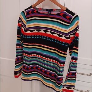 Chaps Cotton Aztec Print Sweater Pullover